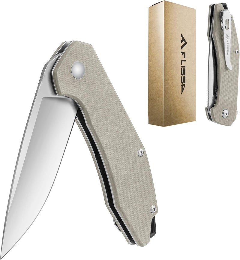 FLISSA Pocket Knife, Folding Tactical Knife with G10 Handle, D2 Blade, Liner Lock, Pocket Clip, EDC Knife for Hiking, Camping, Survival, Indoor and Outdoor Activities(Brown) - Image 1